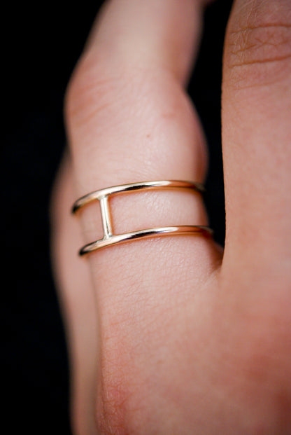 Small Cage Ring, Solid 14K Rose Gold