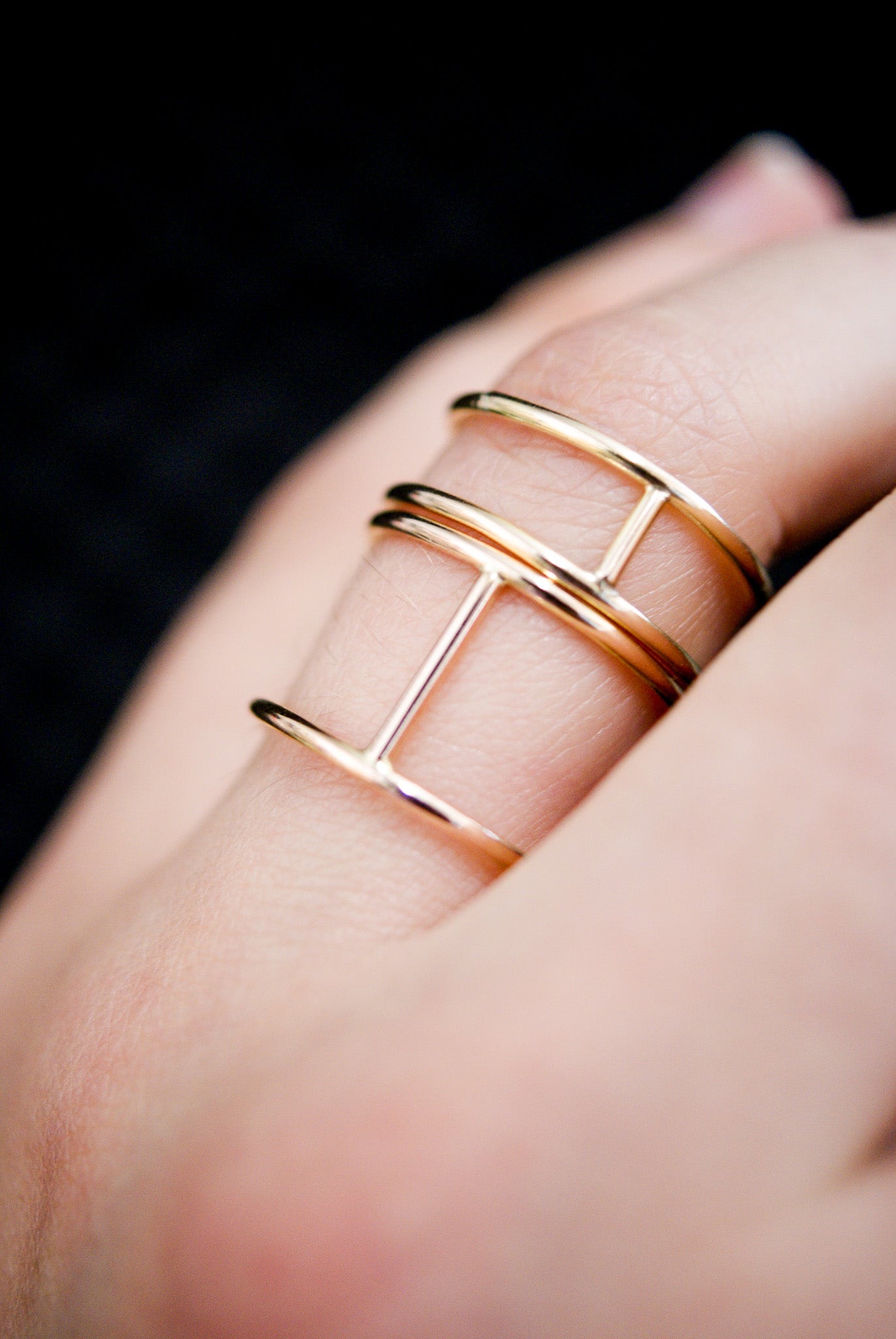 Small Cage Ring, Solid 14K Rose Gold