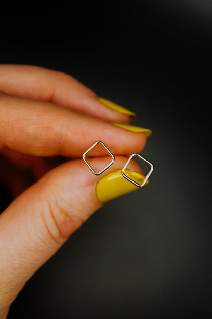 Square Stud Earrings, Gold Fill or Sterling Silver