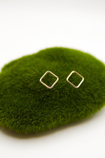Square Stud Earrings, Gold Fill or Sterling Silver