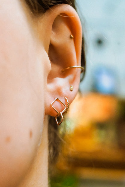 Square Link Stud Earrings, Gold Fill or Sterling Silver