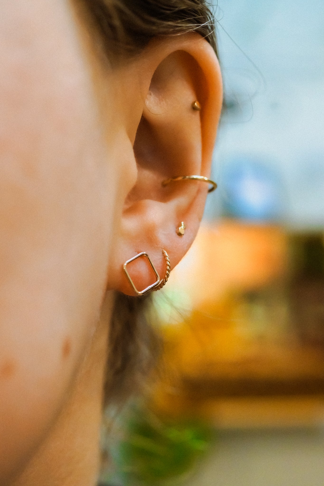Square Stud Earrings, Gold Fill or Sterling Silver