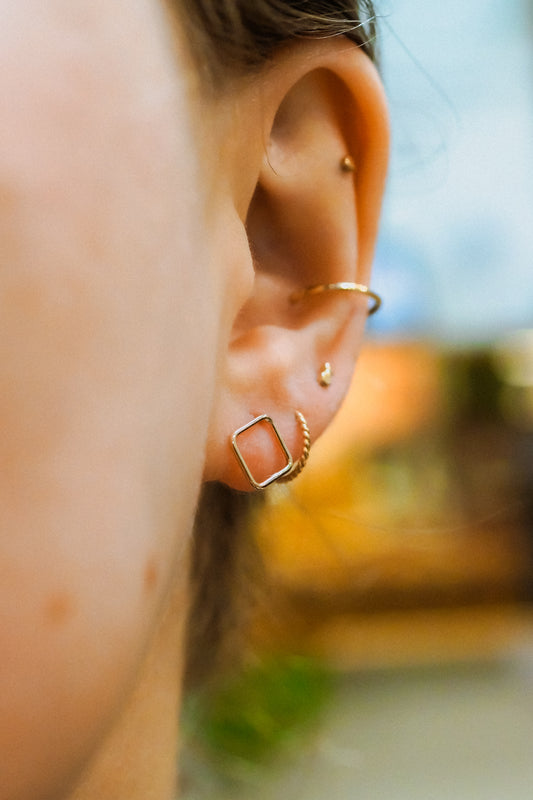 Square Stud Earrings, Gold Fill or Sterling Silver