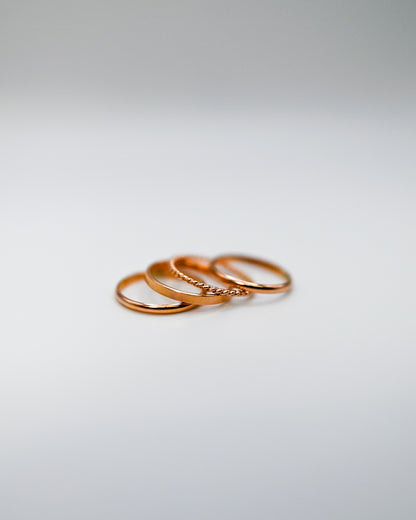Mirrored Extra Thick Set of 4 Stacking Rings, Gold Fill, Rose Gold Fill or Sterling Silver