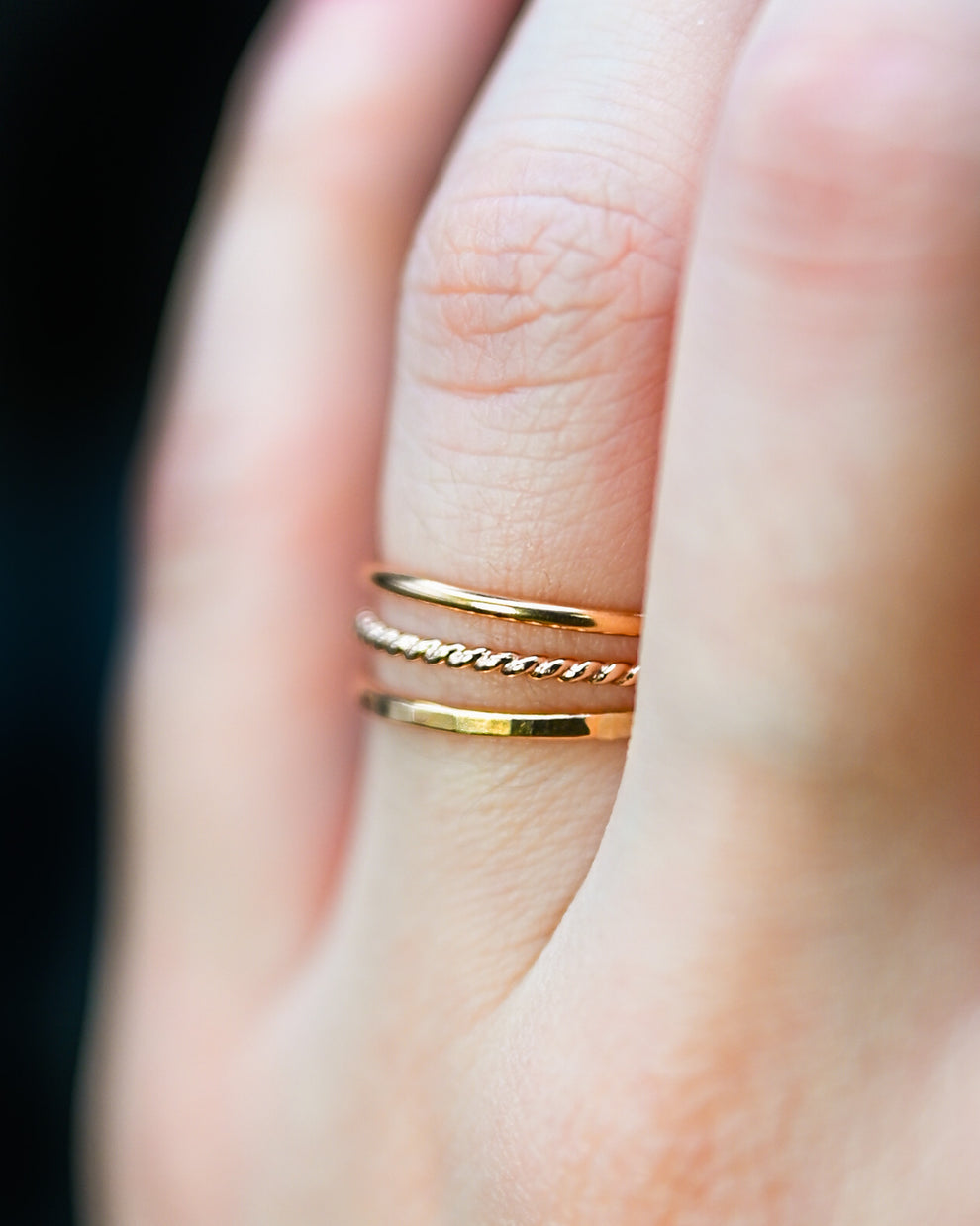 Twist Set of 3 Stacking Rings, 14K Gold Fill – Hannah Naomi Jewelry