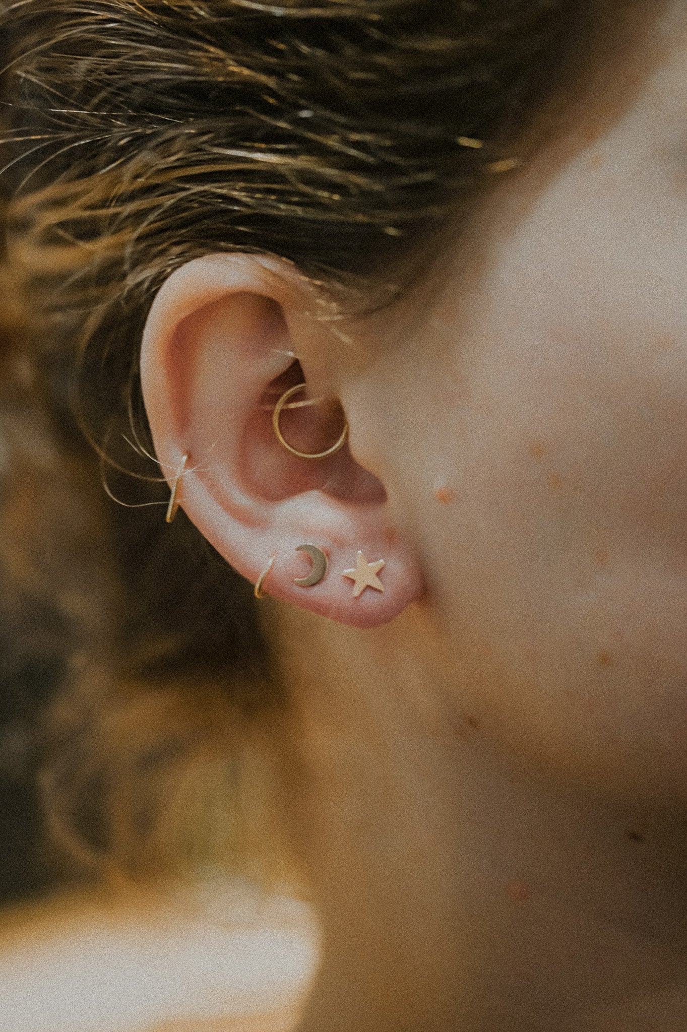 Moon Stud Earrings, Gold Fill, Rose Gold Fill or Sterling Silver