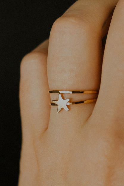 Star Set of 2 Stacking Rings, 14K Gold Fill