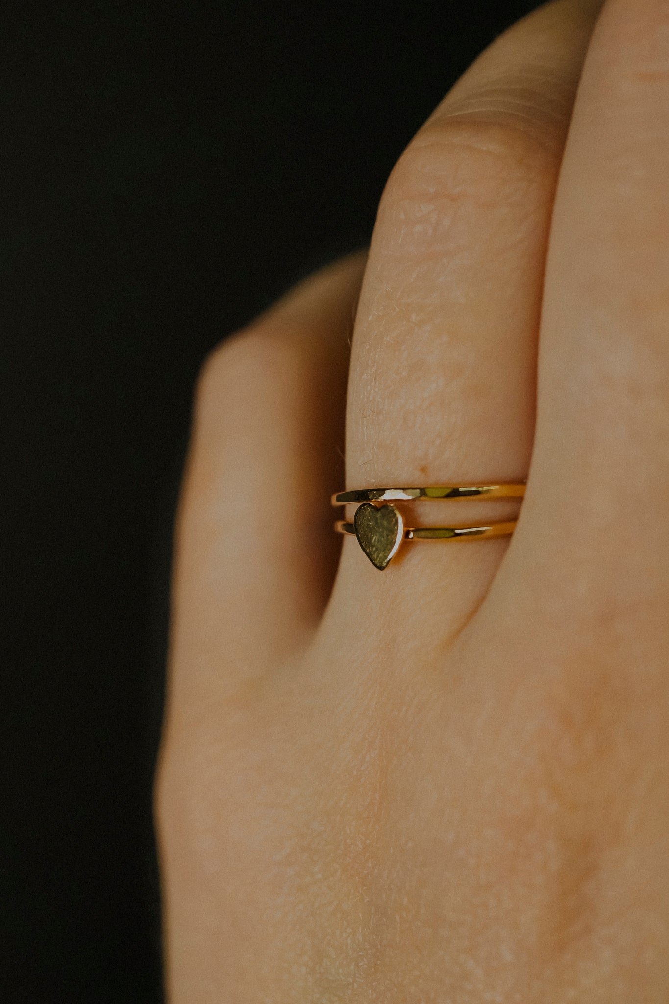 Heart Set of 2 Stacking Rings, 14K Gold Fill