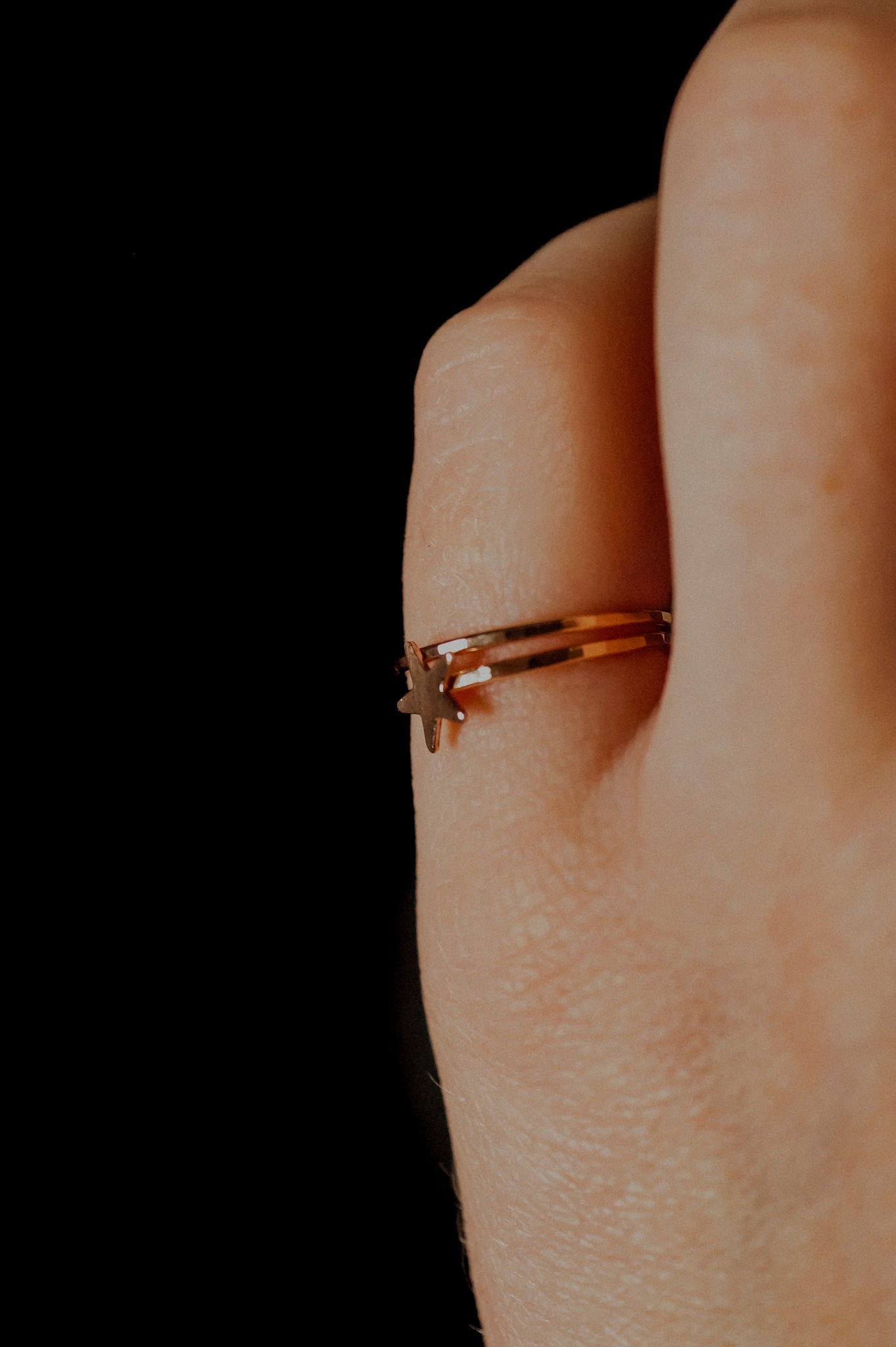 Star Set of 2 Stacking Rings, 14K Rose Gold Fill