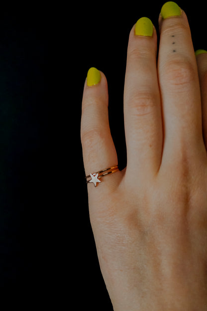 Star Set of 2 Stacking Rings, 14K Rose Gold Fill