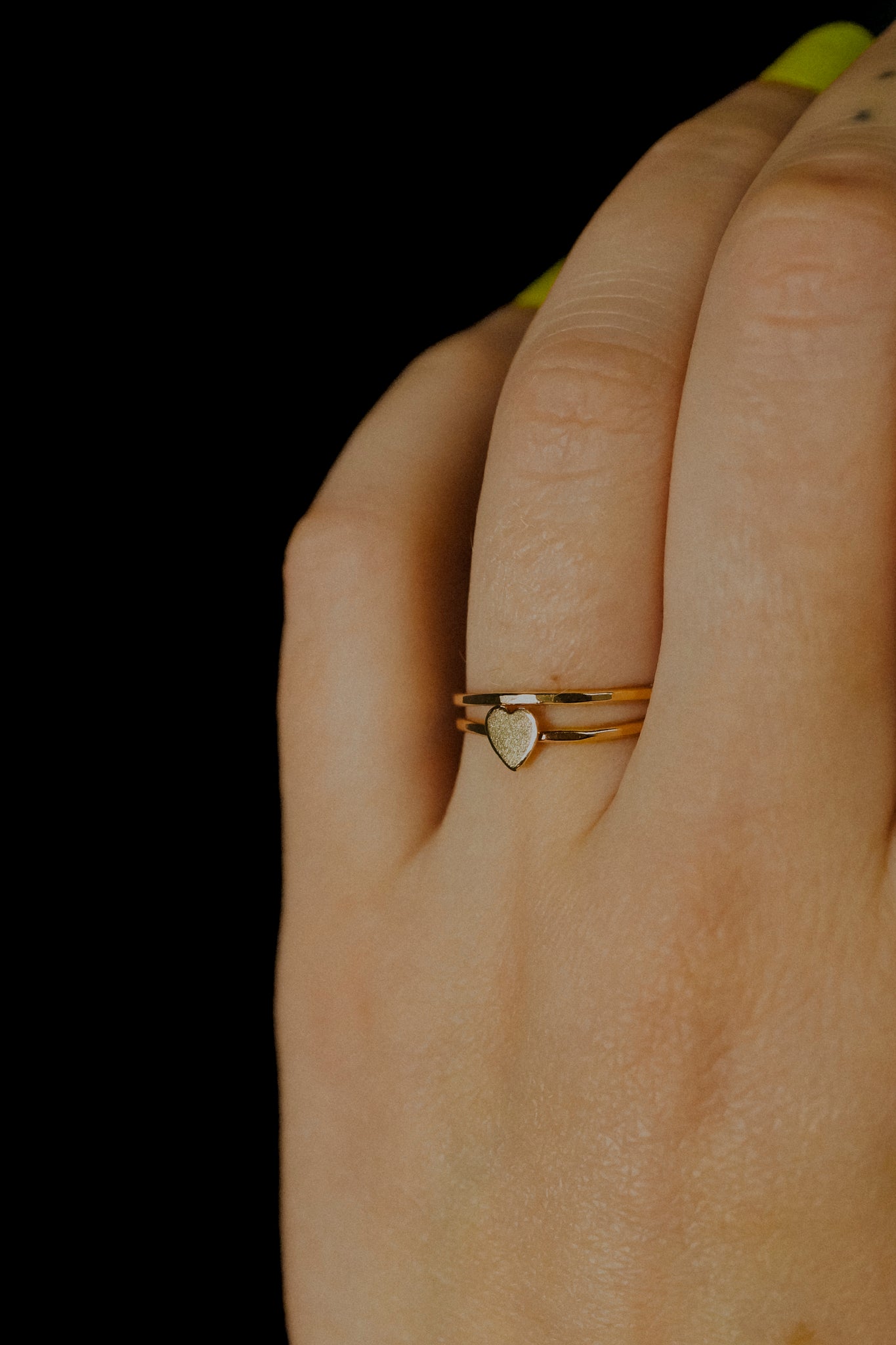 Heart Set of 2 Stacking Rings, 14K Gold Fill