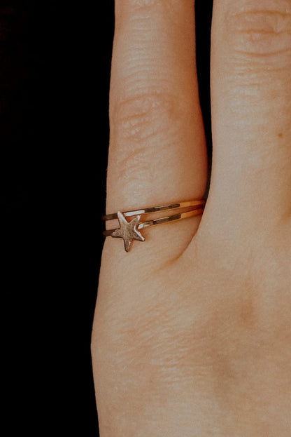 Star Set of 2 Stacking Rings, 14K Rose Gold Fill