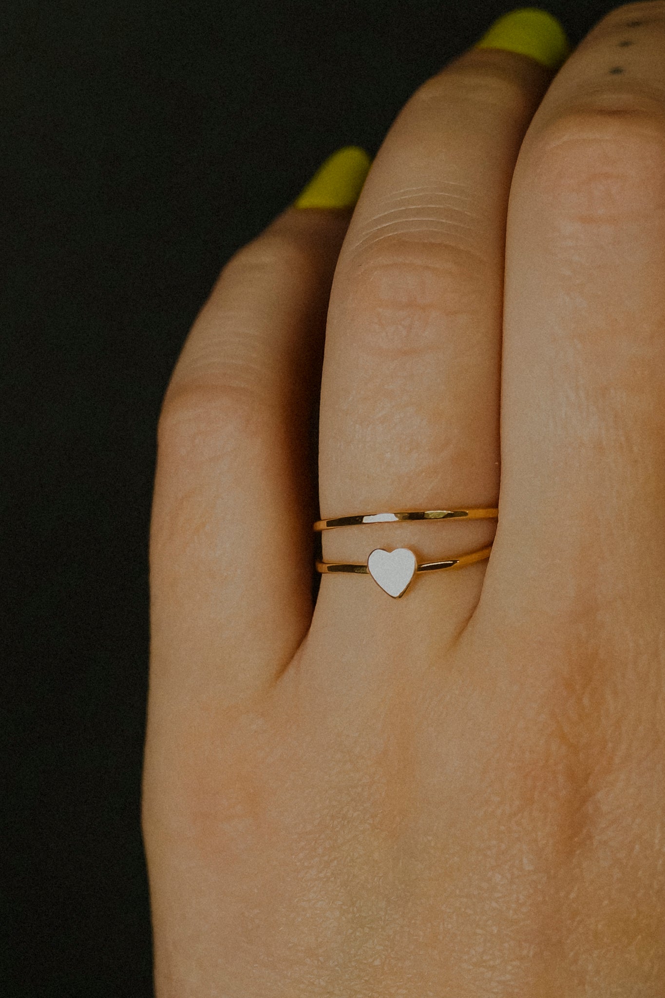 Heart Set of 2 Stacking Rings, 14K Gold Fill