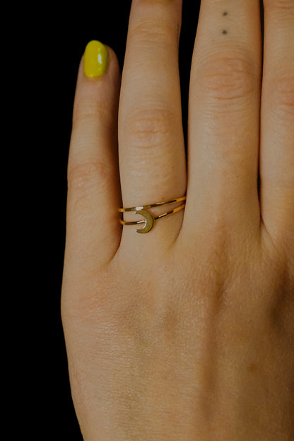 Moon Set of 2 Stacking Rings, 14K Gold Fill