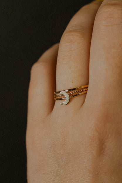 Moon Set of 3 Stacking Rings, 14K Gold Fill