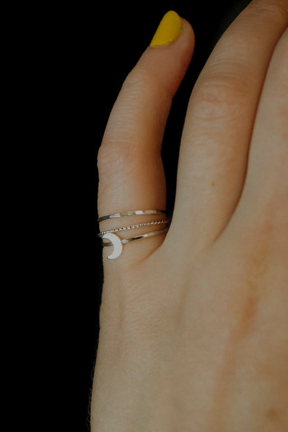 Moon Set of 3 Stacking Rings, Sterling Silver