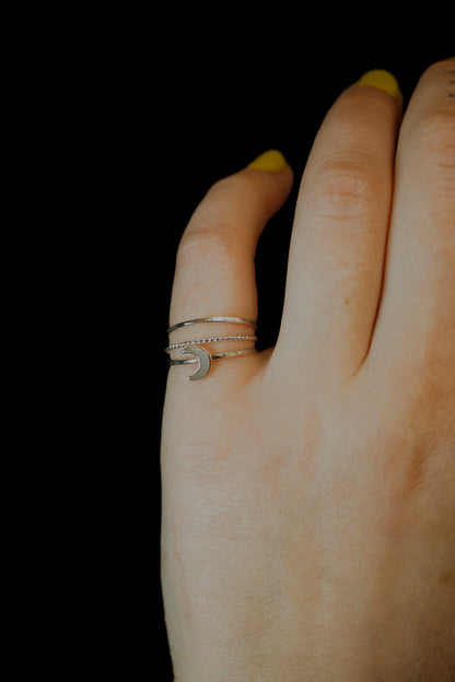 Moon Set of 3 Stacking Rings, Sterling Silver