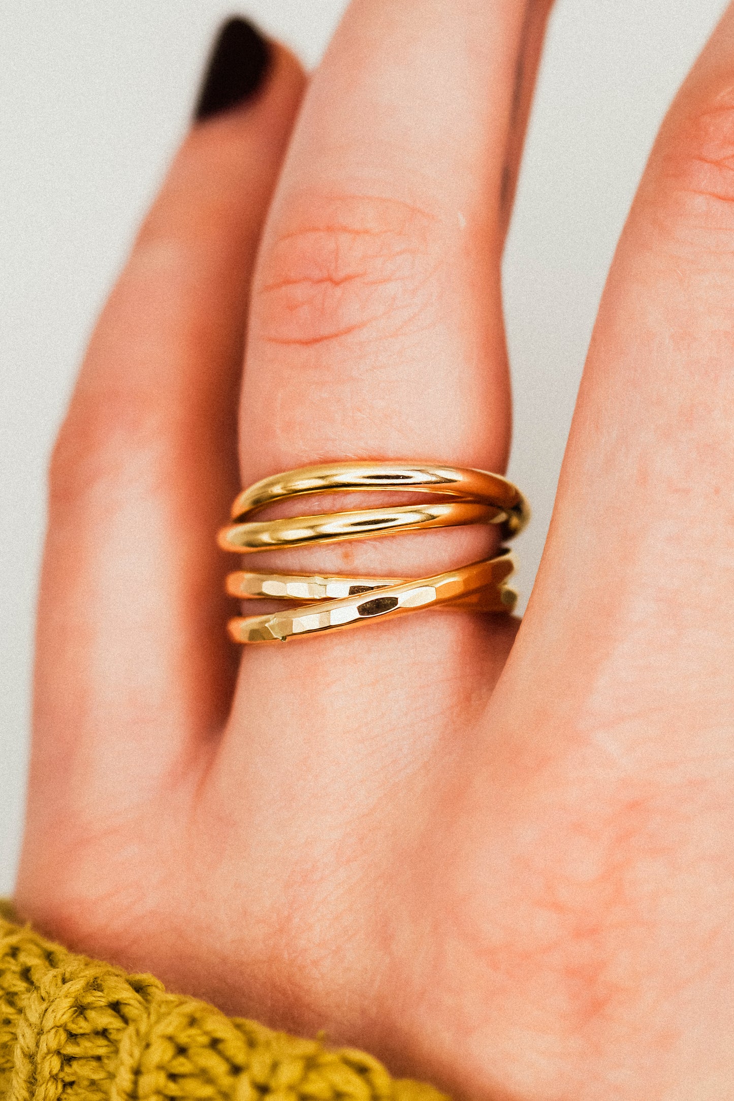 Thick Interlocking Set of 2 Rings, 14K Gold Fill