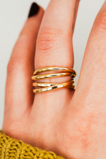 Thick Interlocking Set of 2 Rings, 14K Gold Fill