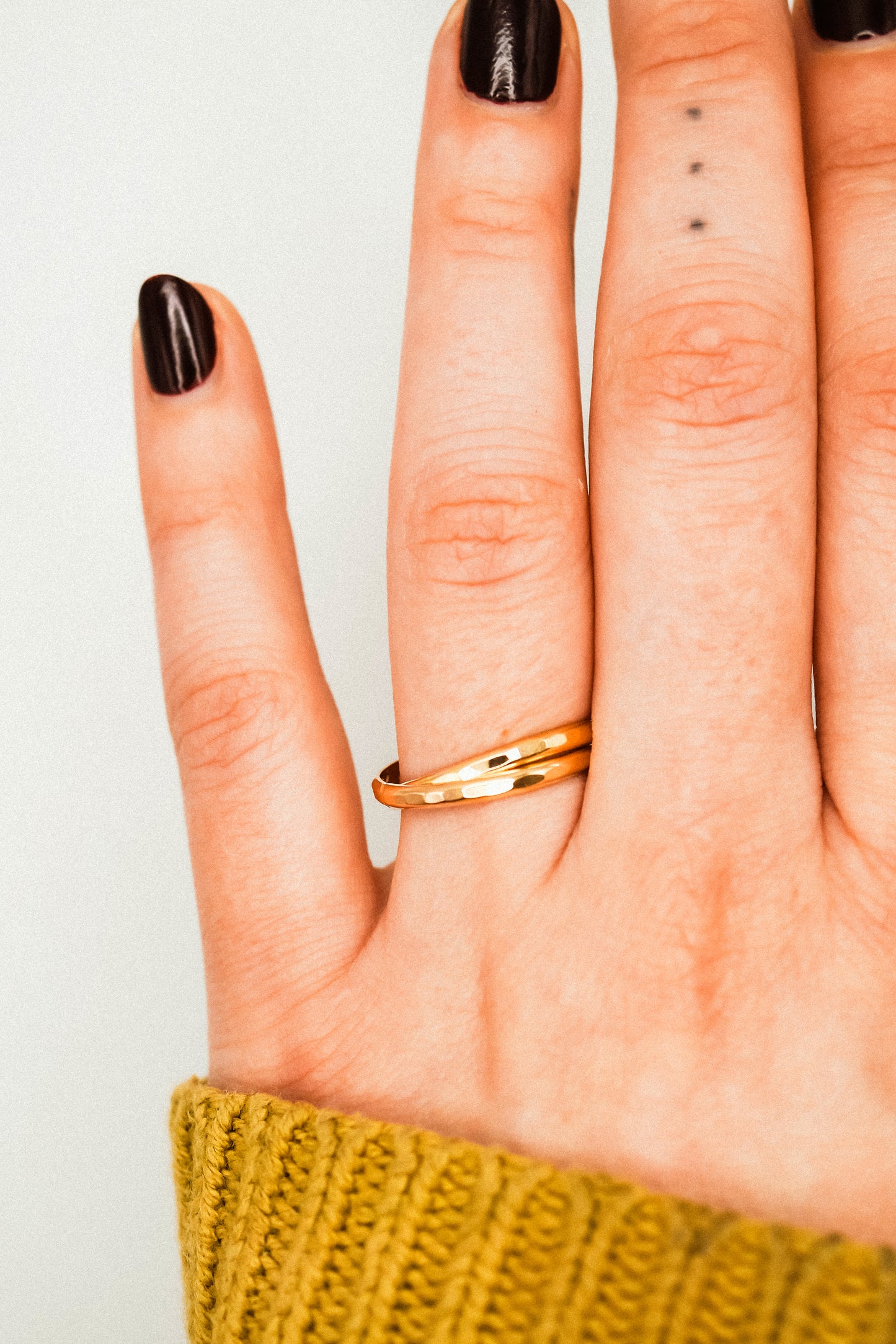 Thick Interlocking Set of 2 Rings, 14K Gold Fill