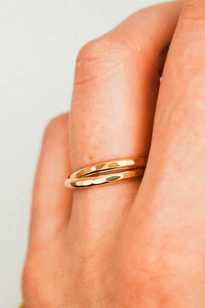 Thick Interlocking Set of 2 Rings, 14K Gold Fill