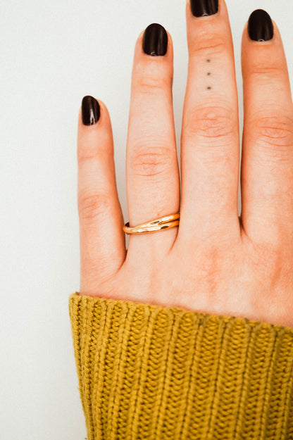 Thick Interlocking Set of 2 Rings, 14K Gold Fill