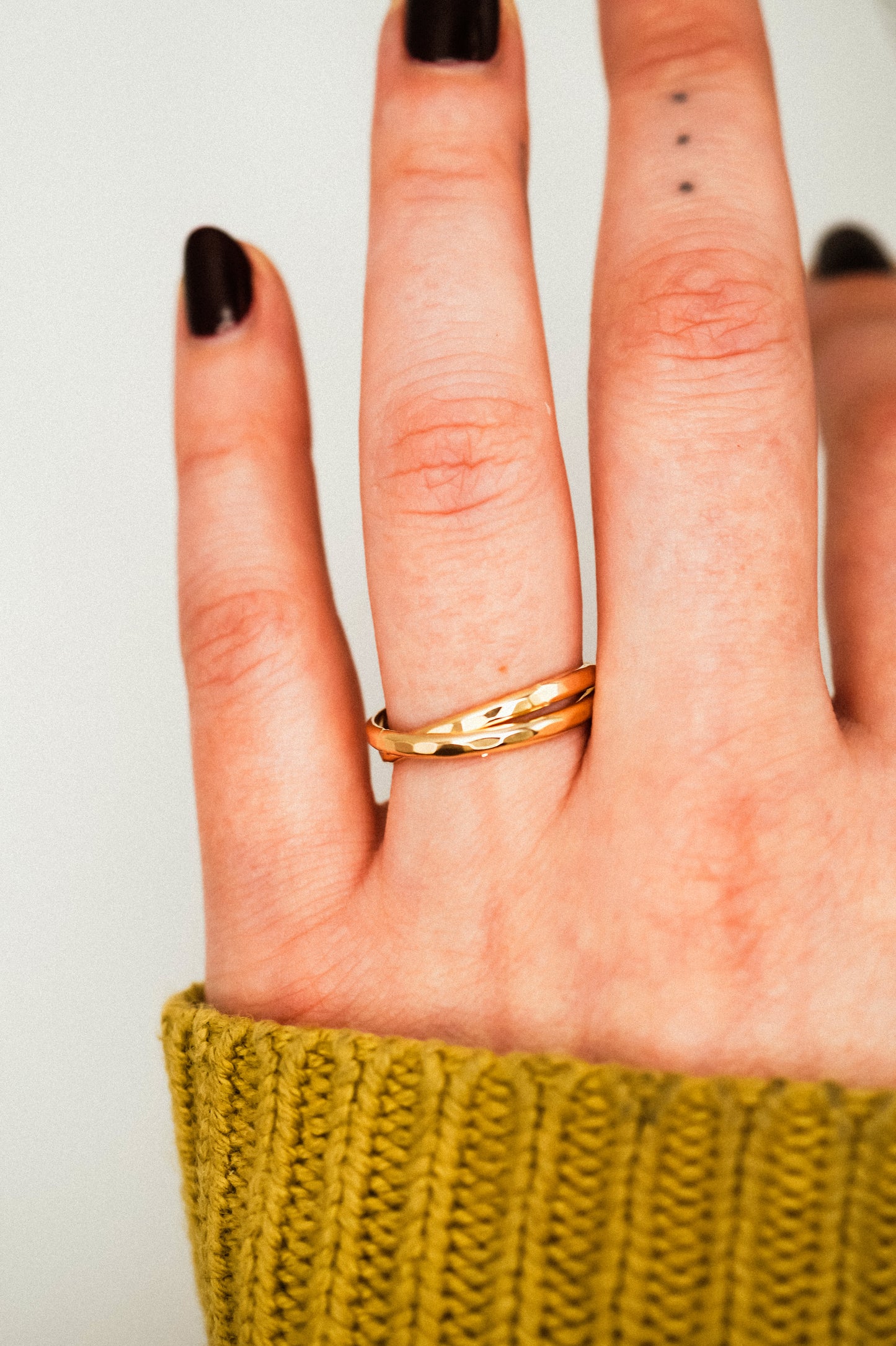 Thick Interlocking Set of 2 Rings, 14K Gold Fill