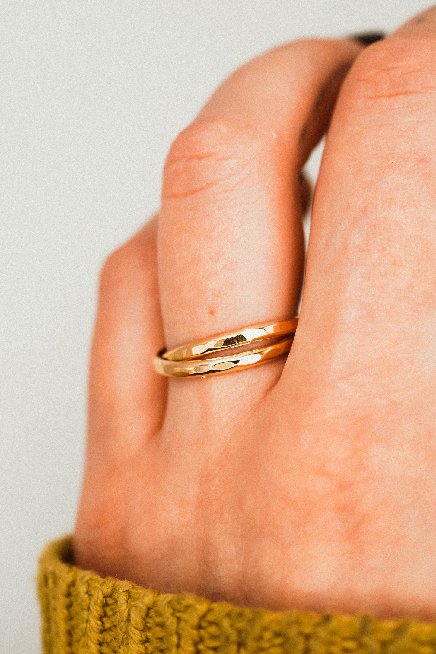 Thick Interlocking Set of 2 Rings, 14K Gold Fill