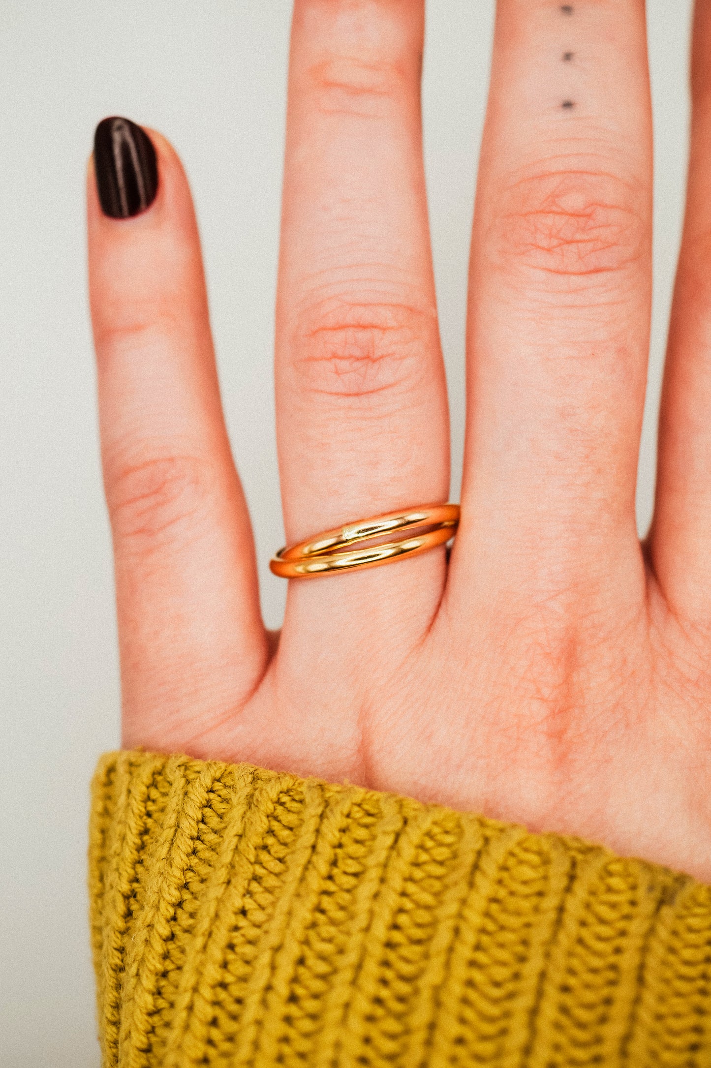 Thick Interlocking Set of 2 Rings, 14K Gold Fill