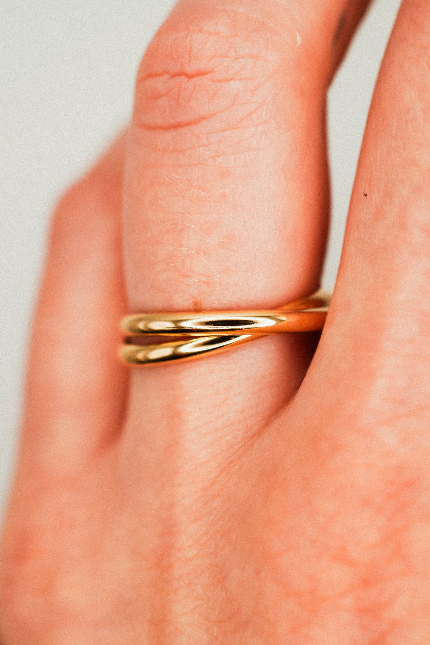 Thick Interlocking Set of 2 Rings, 14K Gold Fill
