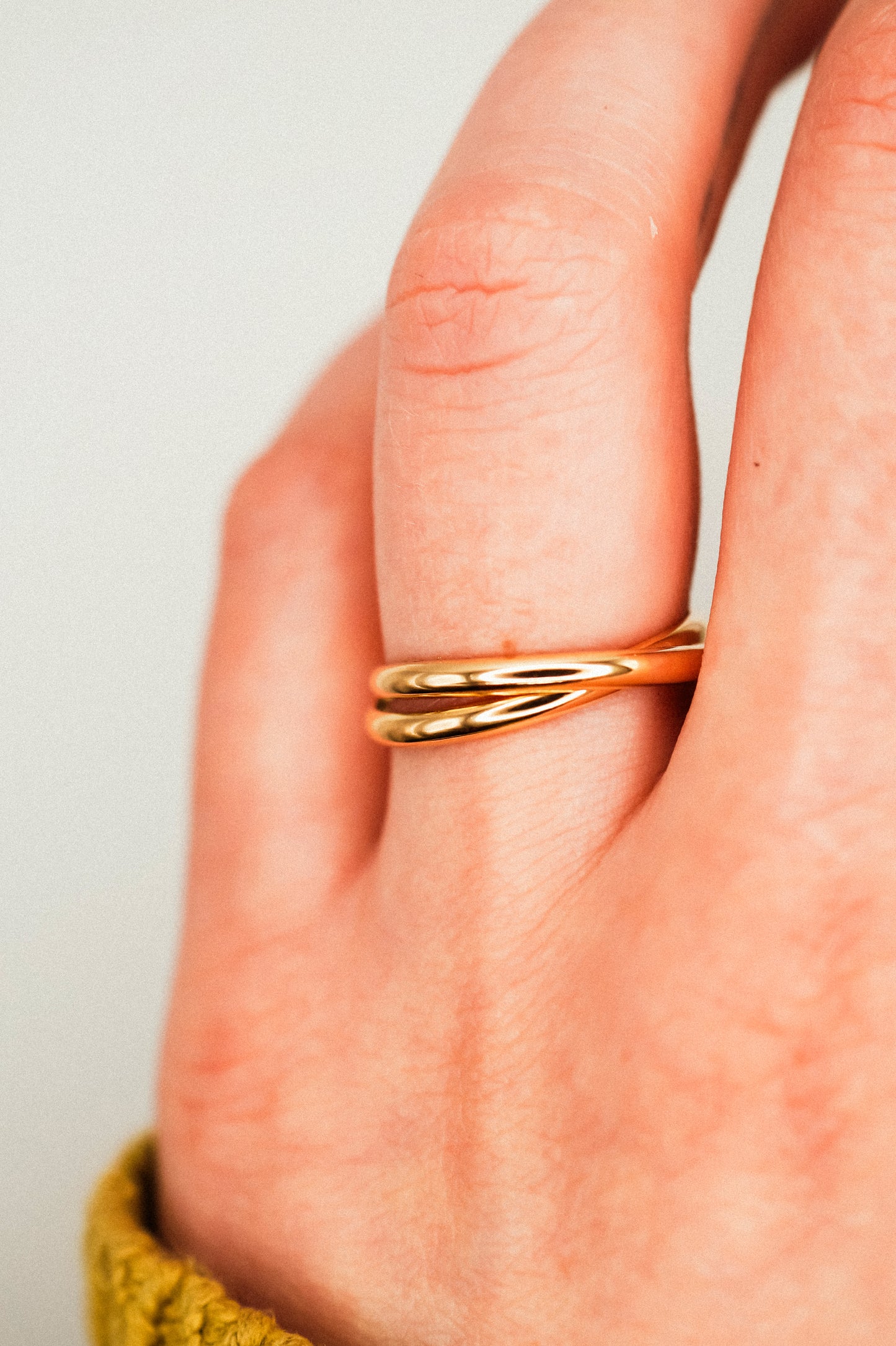 Thick Interlocking Set of 2 Rings, 14K Gold Fill