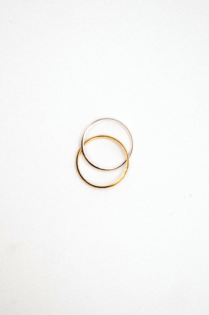 Thick Interlocking Set of 2 Rings, Sterling Silver & Gold Fill