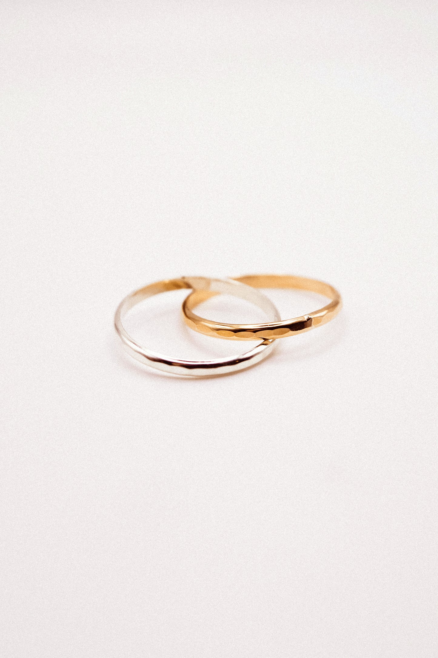 Thick Interlocking Set of 2 Rings, Sterling Silver & Gold Fill