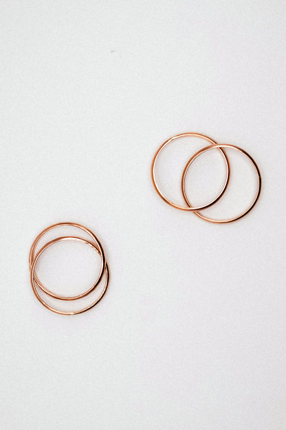 Thick Interlocking Set of 2 Rings, 14K Rose Gold Fill