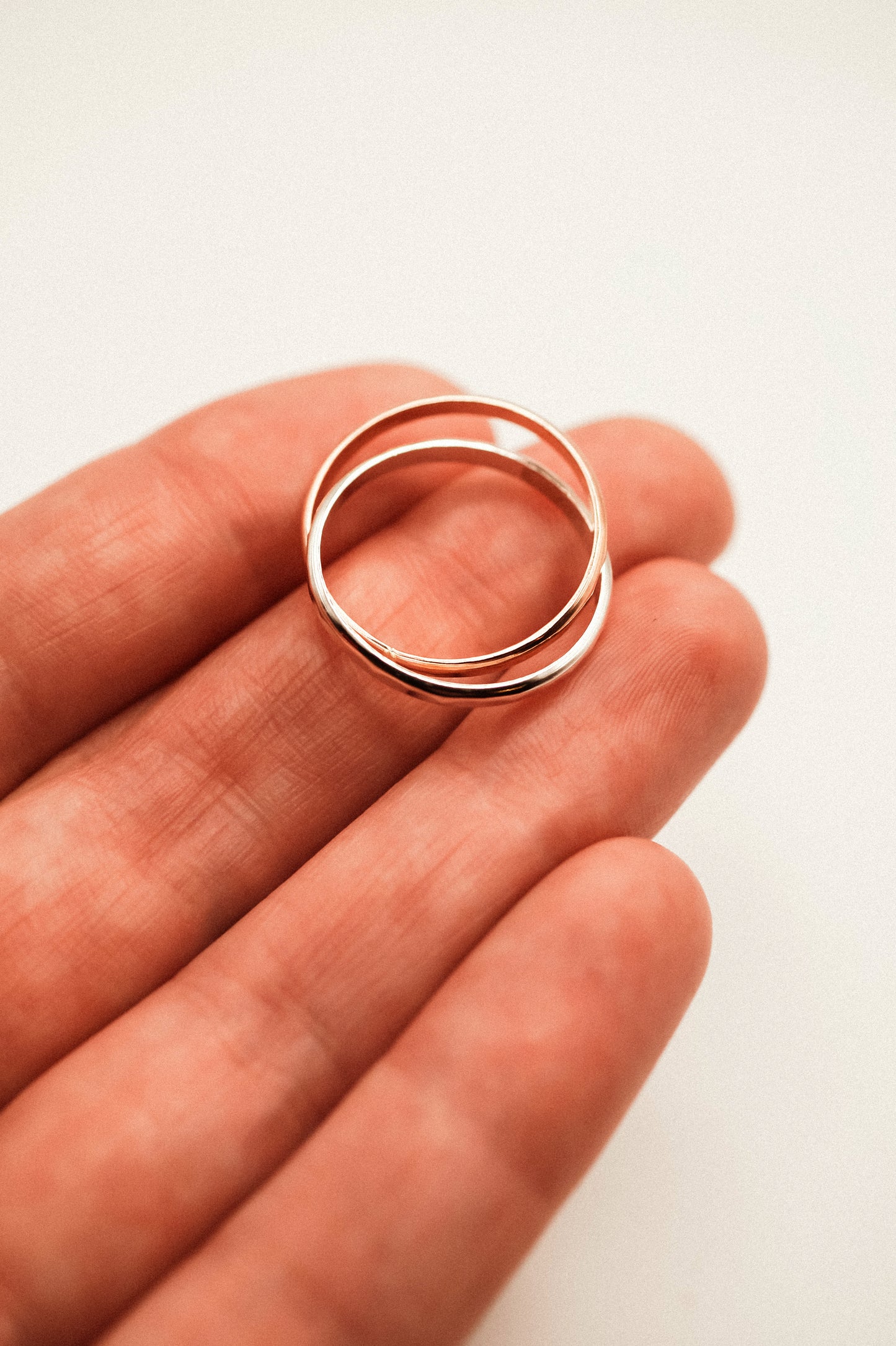 Thick Interlocking Set of 2 Rings, 14K Rose Gold Fill