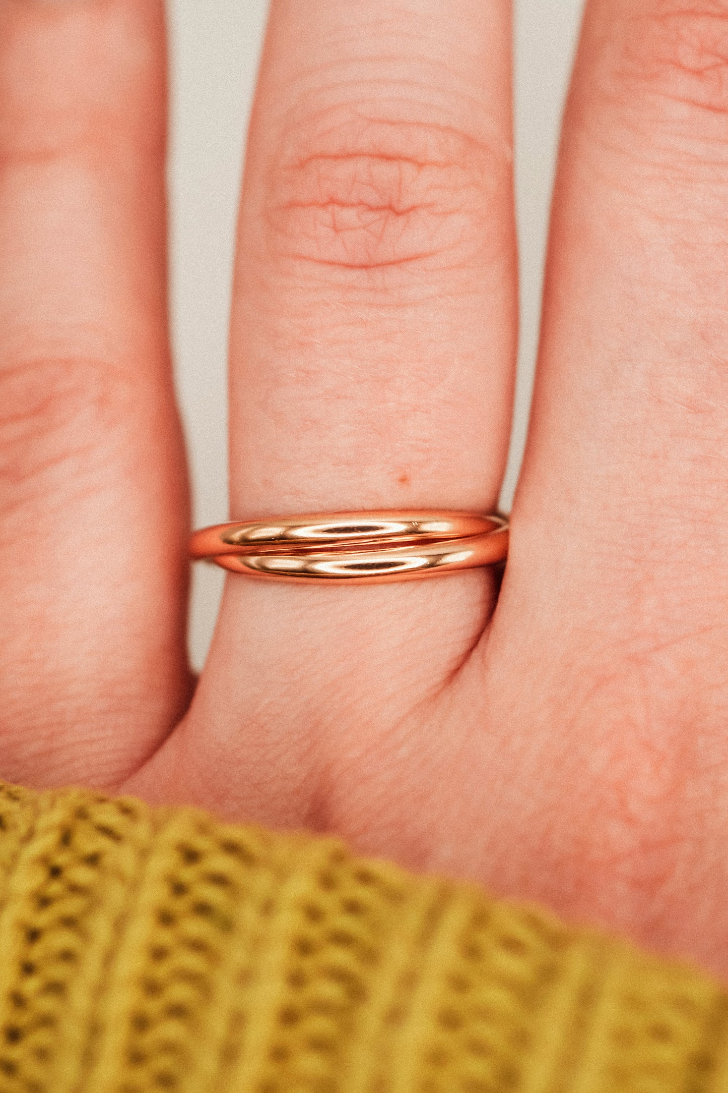 Thick Interlocking Set of 2 Rings, 14K Rose Gold Fill