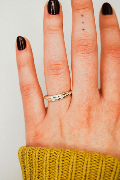 Thick Interlocking Set of 2 Rings, Sterling Silver