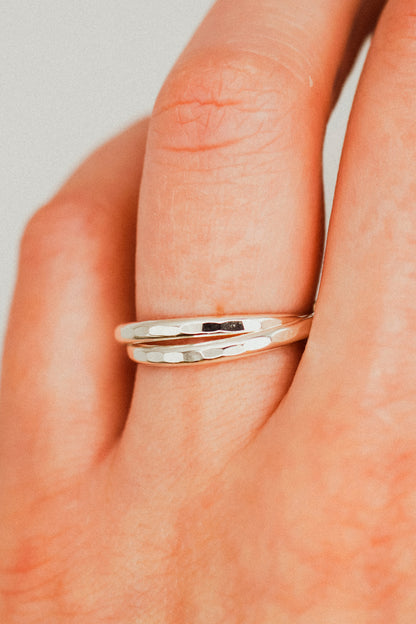 Thick Interlocking Set of 2 Rings, Sterling Silver