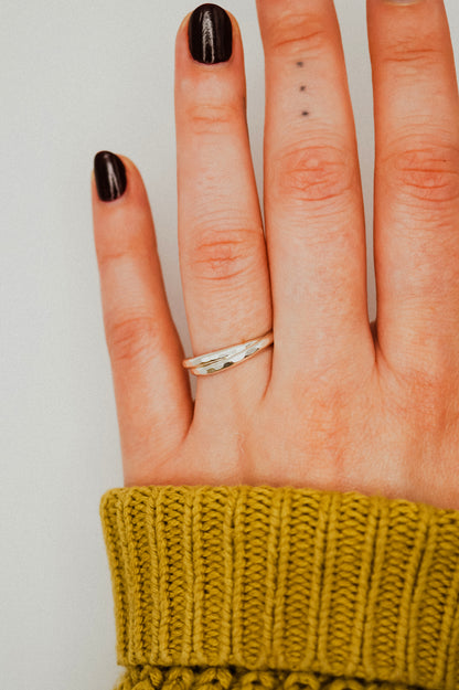 Thick Interlocking Set of 2 Rings, Sterling Silver