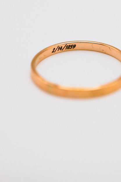Custom Date Engraved Mirror Band, 14K Gold Fill, Rose Gold Fill or Sterling Silver