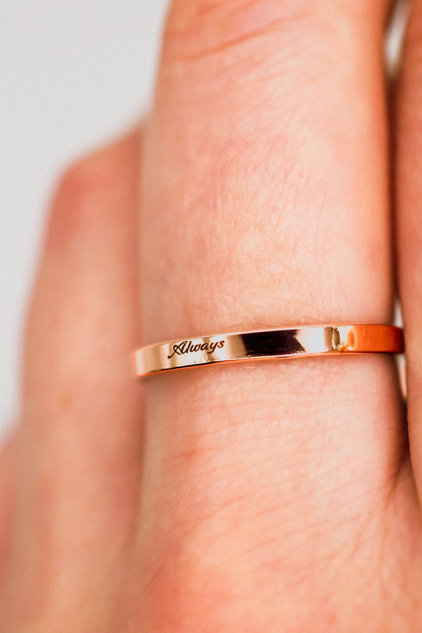 'Always' Engraved Mirror Band, 14K Gold Fill, Rose Gold Fill or Sterling Silver