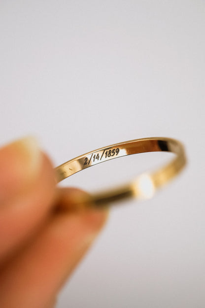 Custom Date Engraved Mirror Band, 14K Gold Fill, Rose Gold Fill or Sterling Silver