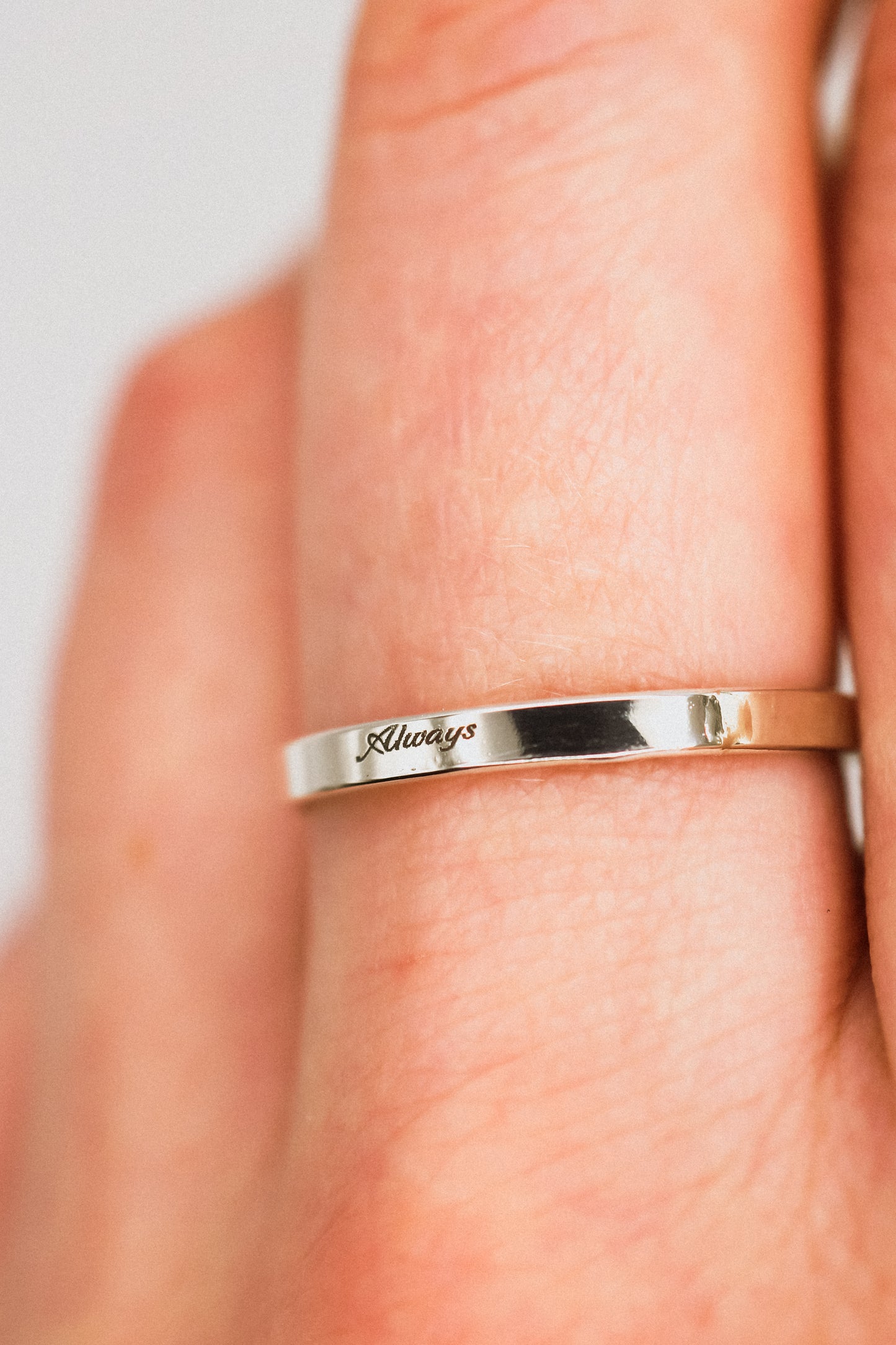 'Always' Engraved Mirror Band, 14K Gold Fill, Rose Gold Fill or Sterling Silver