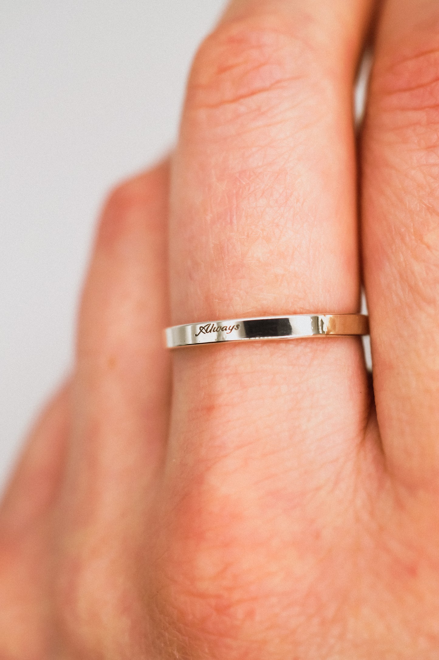 'Always' Engraved Mirror Band, 14K Gold Fill, Rose Gold Fill or Sterling Silver
