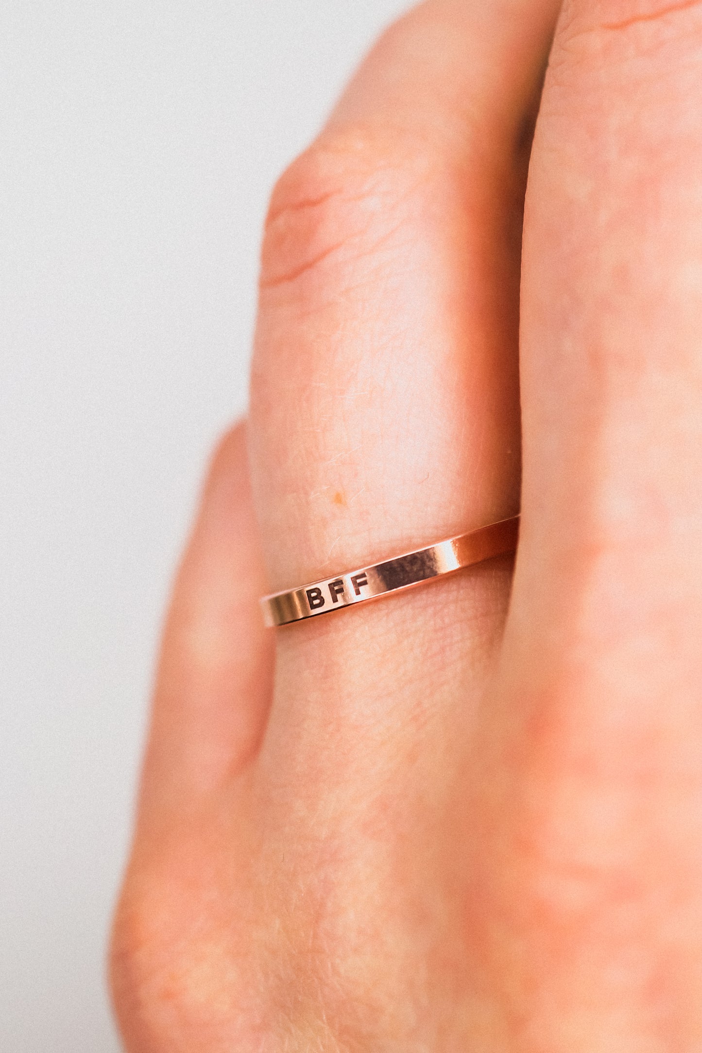 'BFF' Engraved Mirror Band, 14K Gold Fill, Rose Gold Fill or Sterling Silver