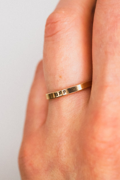 'BFF' Engraved Mirror Band, 14K Gold Fill, Rose Gold Fill or Sterling Silver
