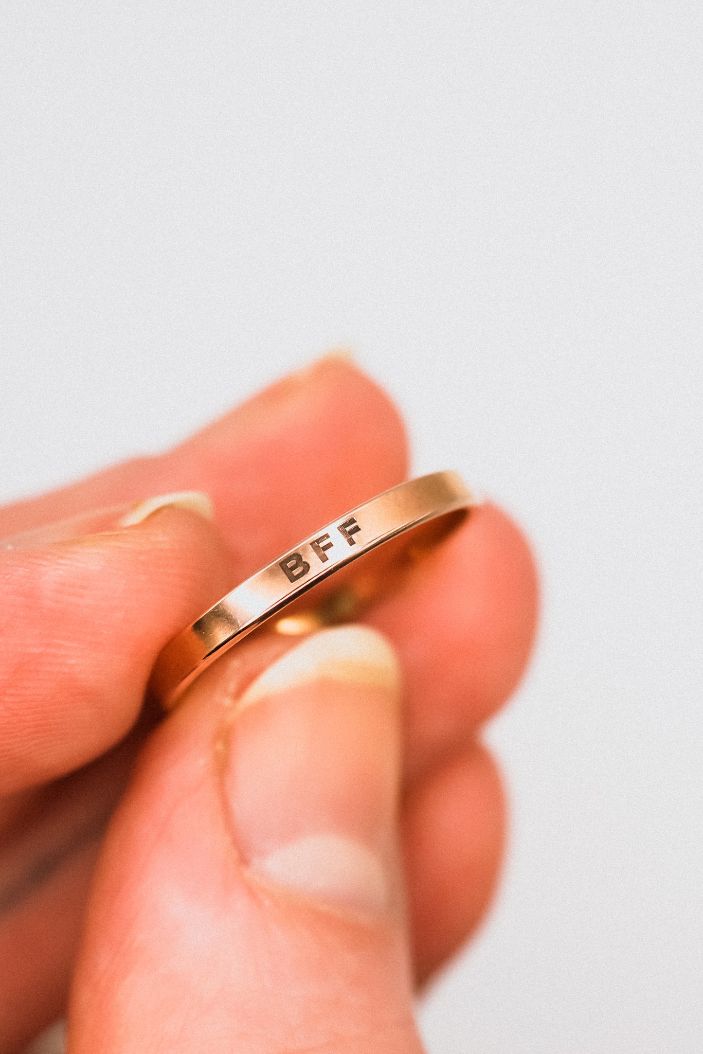 'BFF' Engraved Mirror Band, 14K Gold Fill, Rose Gold Fill or Sterling Silver