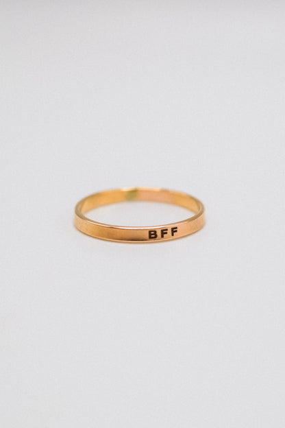 'BFF' Engraved Mirror Band, 14K Gold Fill, Rose Gold Fill or Sterling Silver