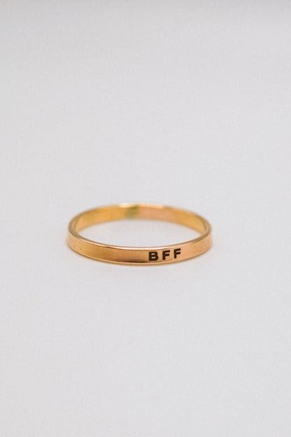 'BFF' Engraved Mirror Band, 14K Gold Fill, Rose Gold Fill or Sterling Silver