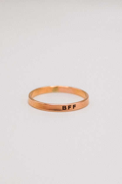 'BFF' Engraved Mirror Band, 14K Gold Fill, Rose Gold Fill or Sterling Silver